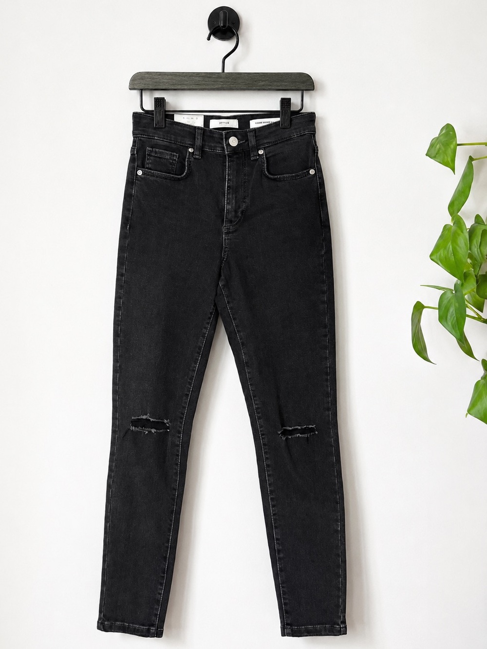 Cotton On High Rise Skinny Jeans Graphite Black Rip Women’s Size 4 NWT